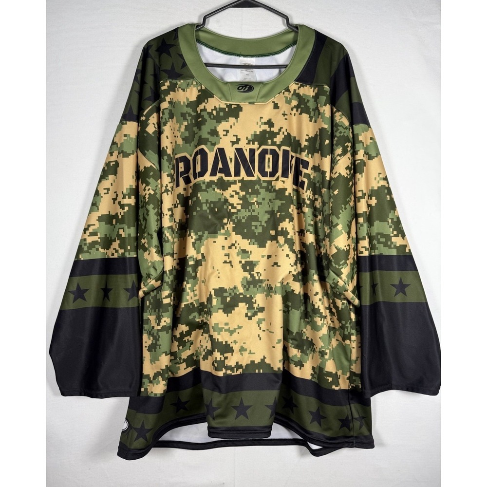 Roanoke Rail Yard Dawgs Hockey Jersey ?? Camo Mens XXL Military Appreciation??